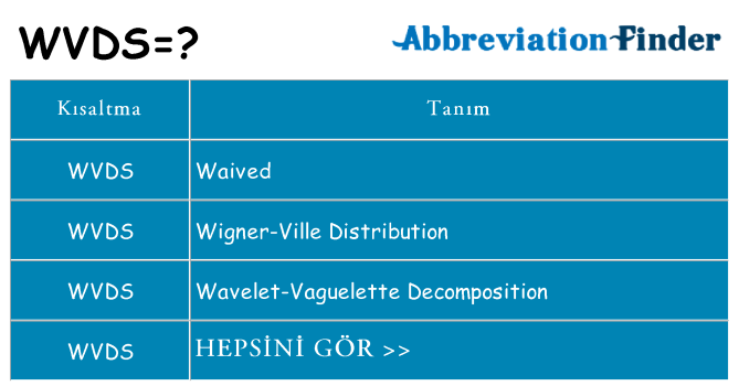 wvds ne anlama geliyor