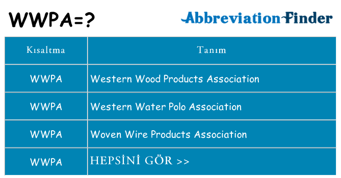 wwpa ne anlama geliyor