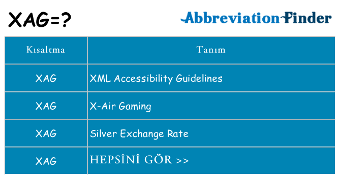 xag ne anlama geliyor