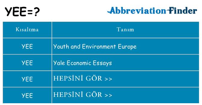 yee ne anlama geliyor