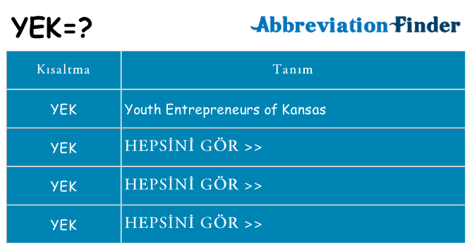yek ne anlama geliyor