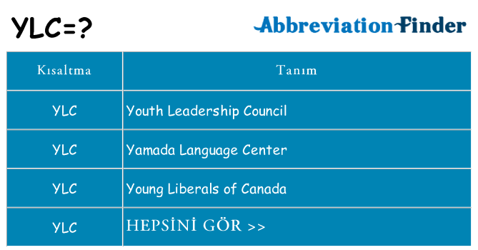 ylc ne anlama geliyor