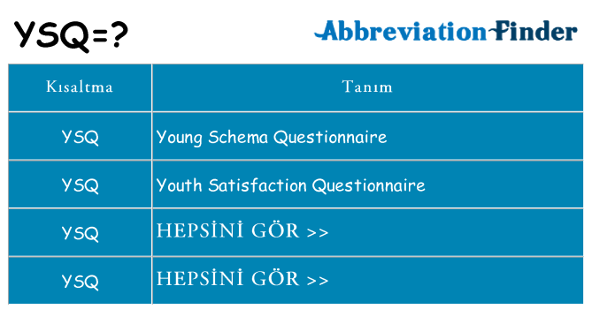 ysq ne anlama geliyor