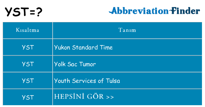 yst ne anlama geliyor