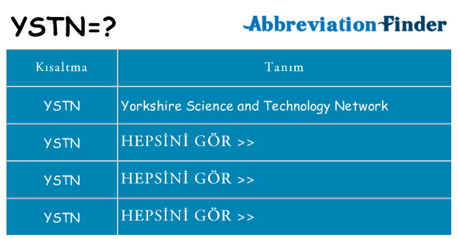 ystn ne anlama geliyor