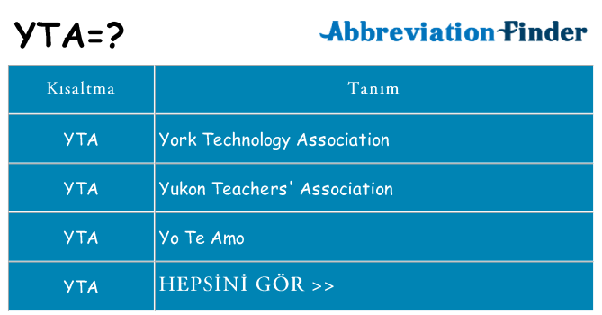 yta ne anlama geliyor