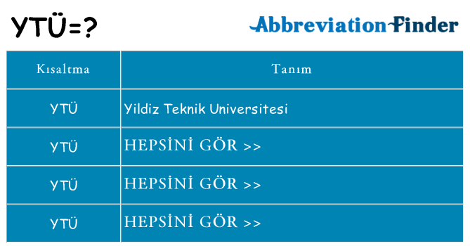 ytu ne anlama geliyor