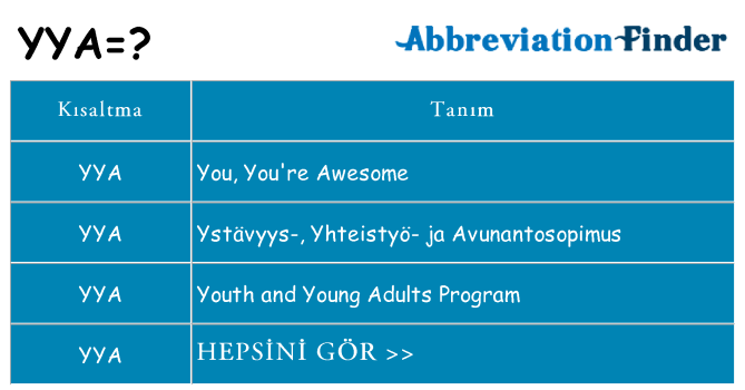 yya ne anlama geliyor