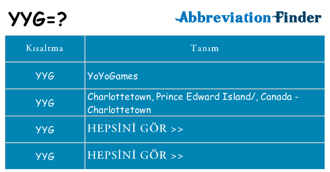 yyg ne anlama geliyor