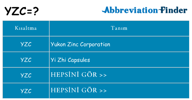 yzc ne anlama geliyor