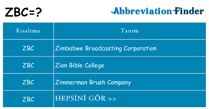 zbc ne anlama geliyor