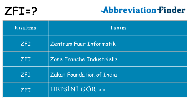 zfi ne anlama geliyor