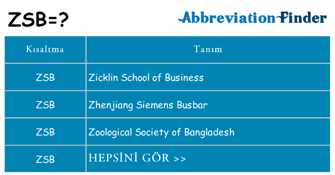 zsb ne anlama geliyor