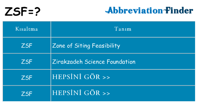 zsf ne anlama geliyor