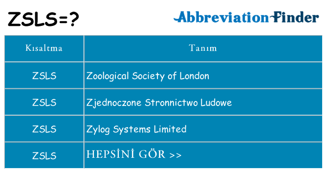 zsls ne anlama geliyor
