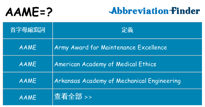 aame 代表什麼