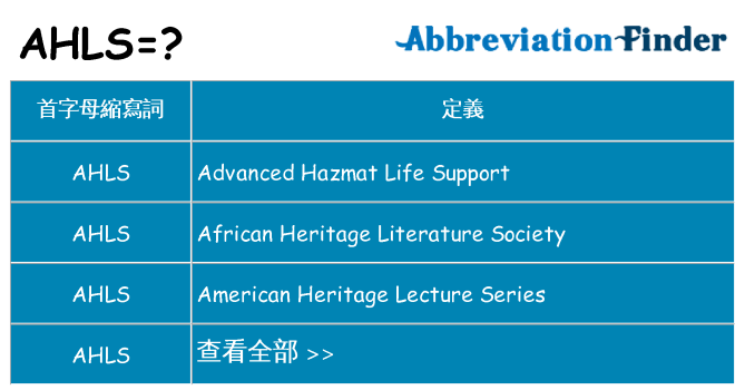 ahls 代表什麼