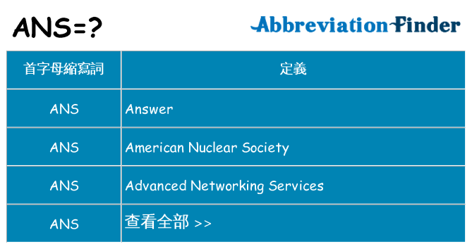ans 代表什麼