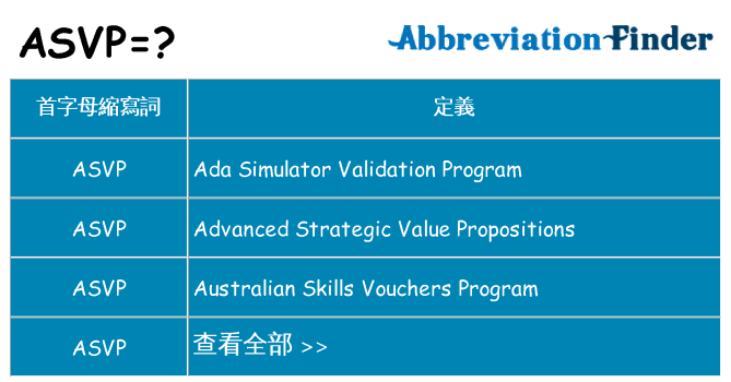 asvp 代表什麼