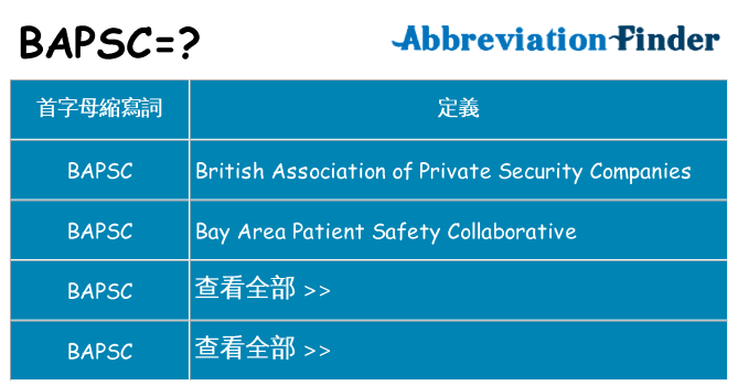 bapsc 代表什麼