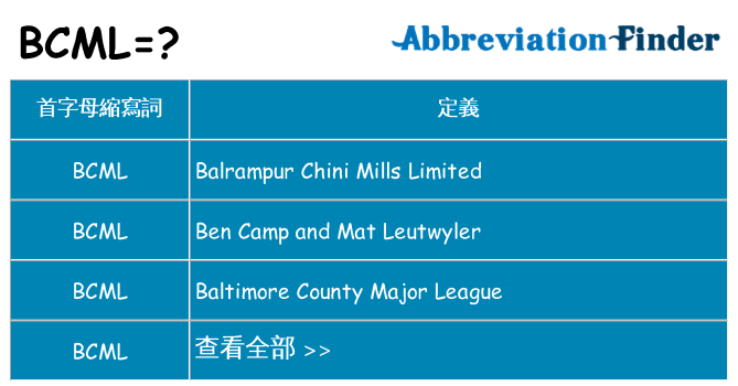 bcml 代表什麼
