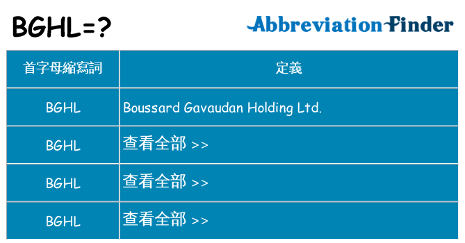 bghl 代表什麼
