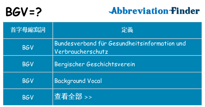 bgv 代表什麼