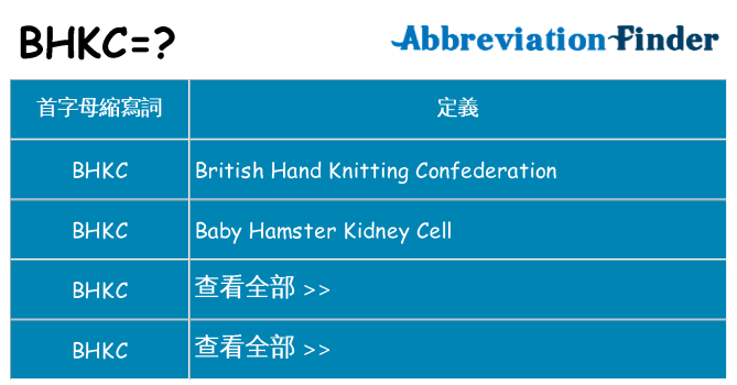 bhkc 代表什麼