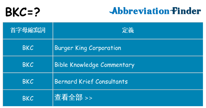 bkc 代表什麼