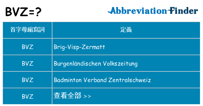 bvz 代表什麼