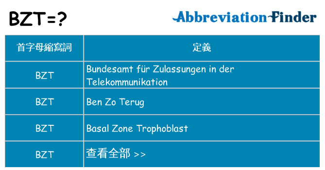 bzt 代表什麼