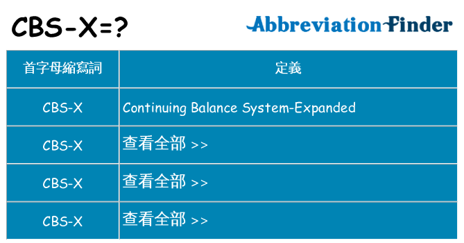 cbs-x 代表什麼