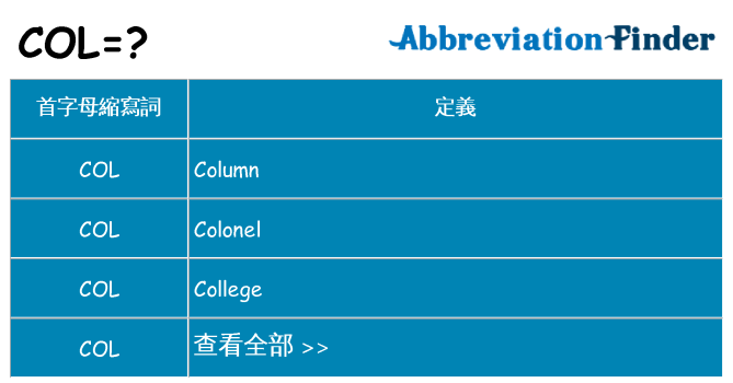 col 代表什麼