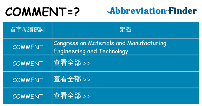 comment 代表什麼