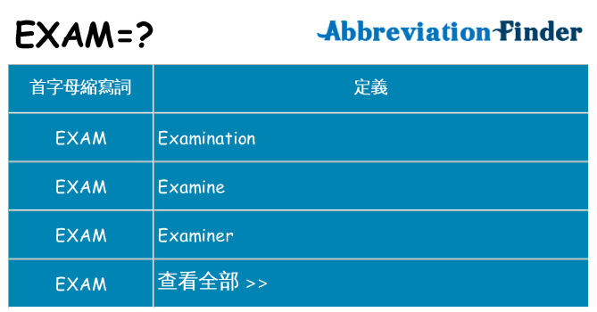 exam 代表什麼