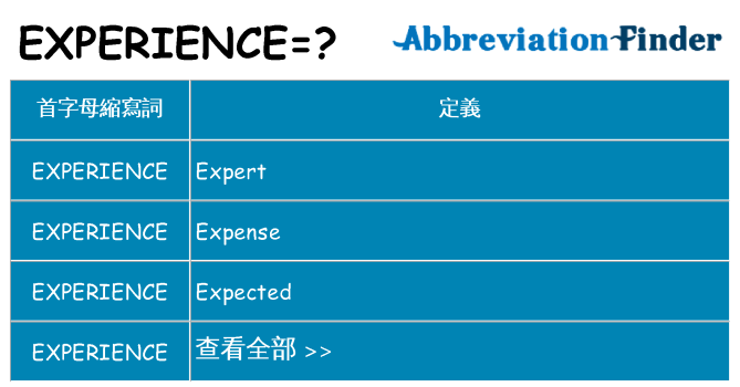 experience 代表什麼