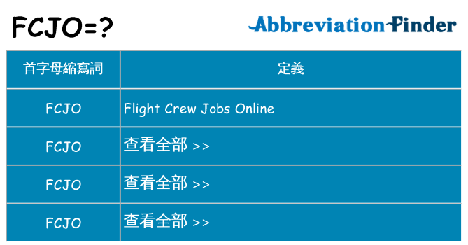 fcjo 代表什麼