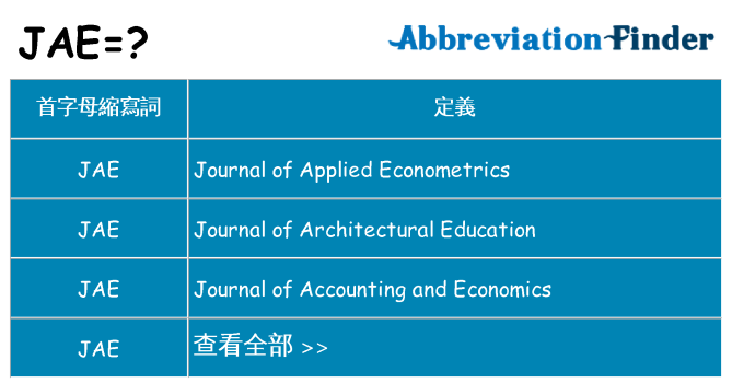 jae 代表什麼