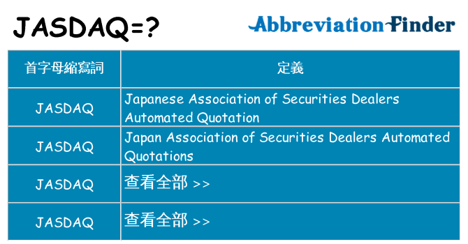 jasdaq 代表什麼