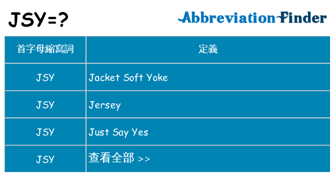 jsy 代表什麼