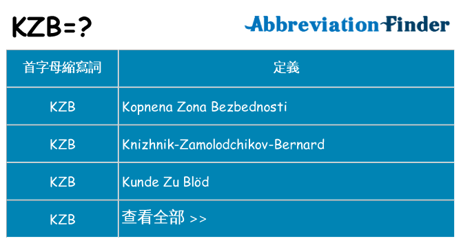 kzb 代表什麼