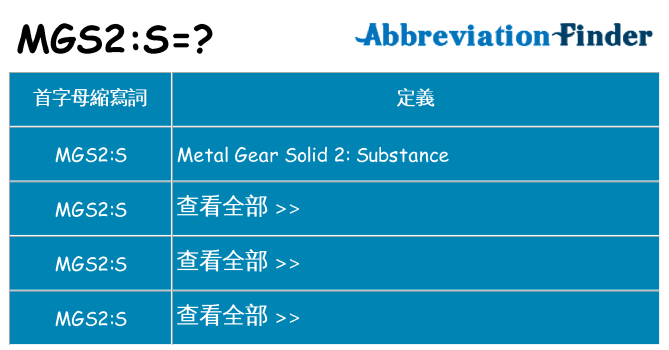 mgs2s 代表什麼