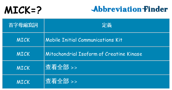 mick 代表什麼
