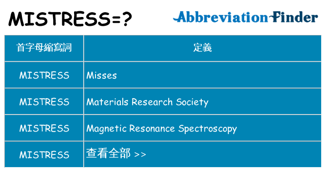 mistress 代表什麼