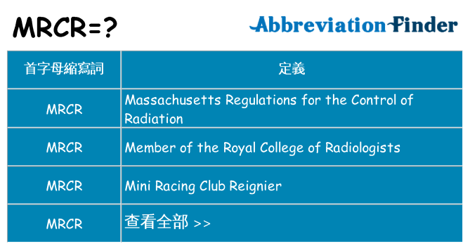 mrcr 代表什麼