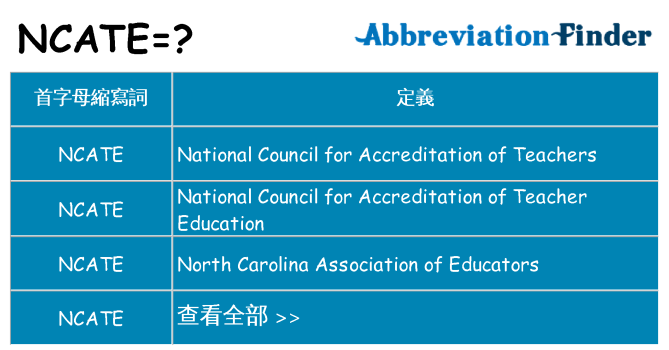 ncate 代表什麼