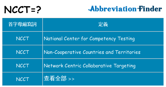 ncct 代表什麼