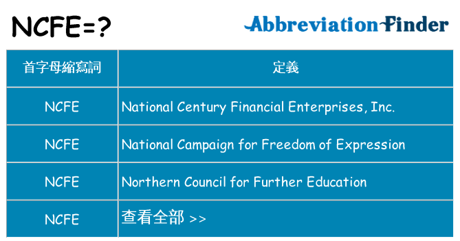ncfe 代表什麼