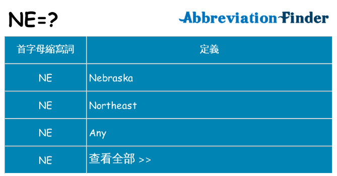 ne 代表什麼