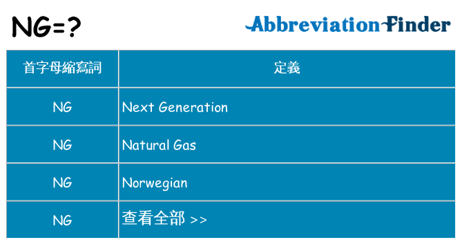 ng 代表什麼